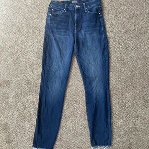 Mother High Waisted Looker Ankle Fray Jeans